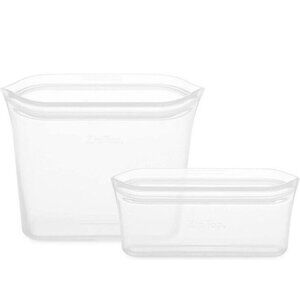Zip Top Reusable Food Storage Bags 2 Bag Set Frost 100% Platinum Silicone